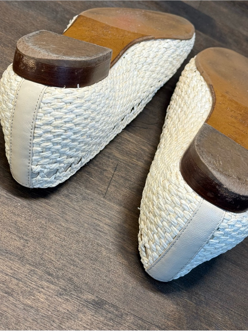 Sezane Woven Ballet Flats EU39 US8 Ivory Raffia Leather Minimal Chic - Picture 7 of 7
